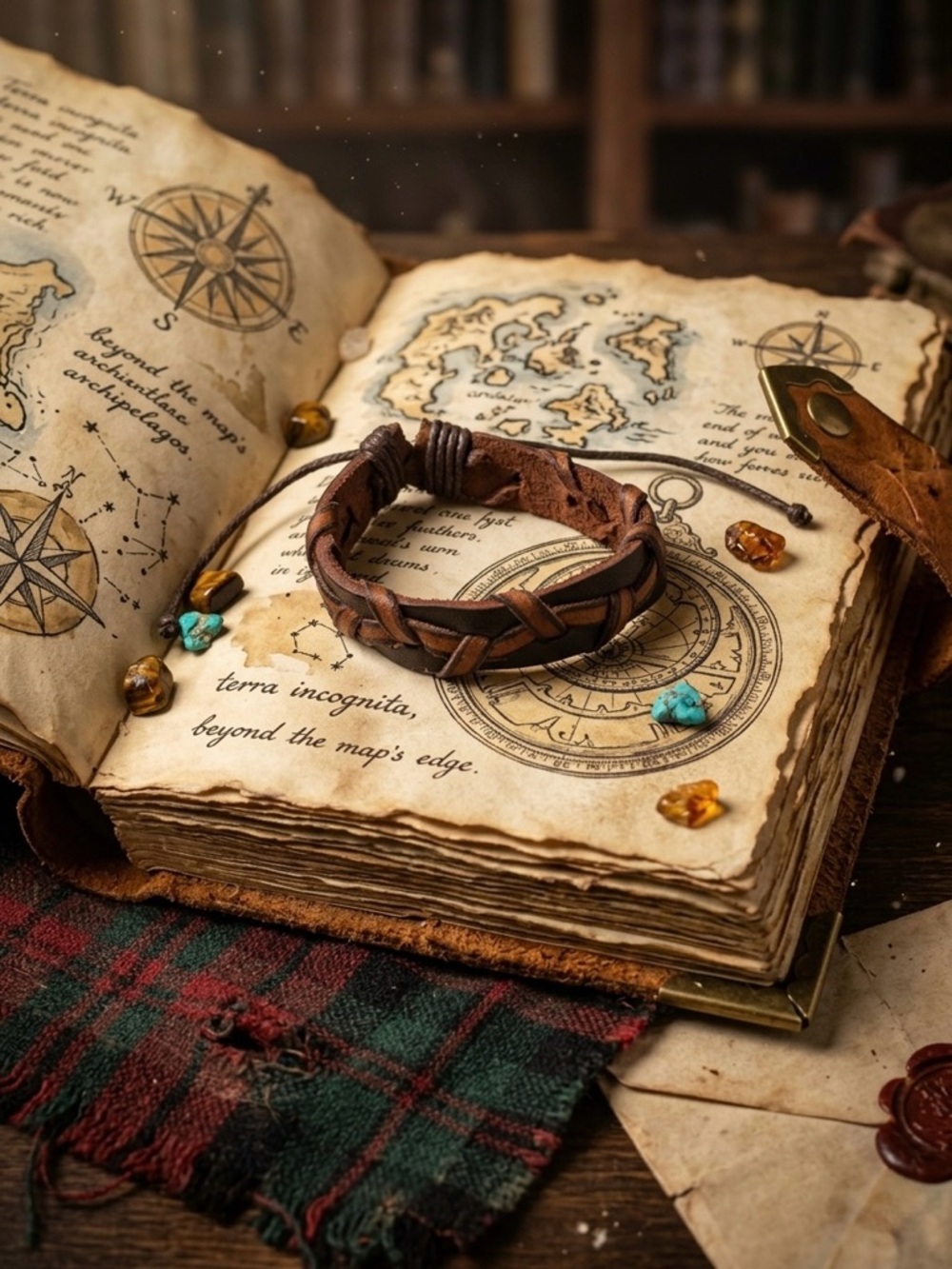 Hand Crafted Brown Braided Leather Bracelet